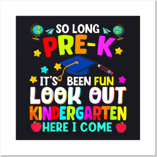 Kids So Long Pre K Graduation Kindergarten Here I Come 2024 Posters and Art